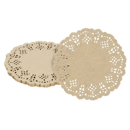 50pcs Paper Doilies, 4.5 Inch Lace Paper Doilies, Disposable Paper Placemats Brown