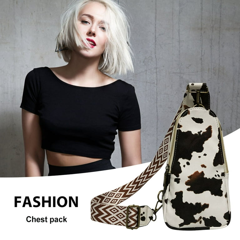 Boho Chest Bag Animal Prints PU Crossbody Handbag Travel Purse