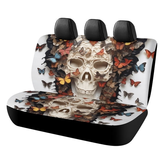 Gothic Skull Lover Car Accessories Bench Seat Covers for Cars Print Car Seat Protector Cover for Rear Universal Fit