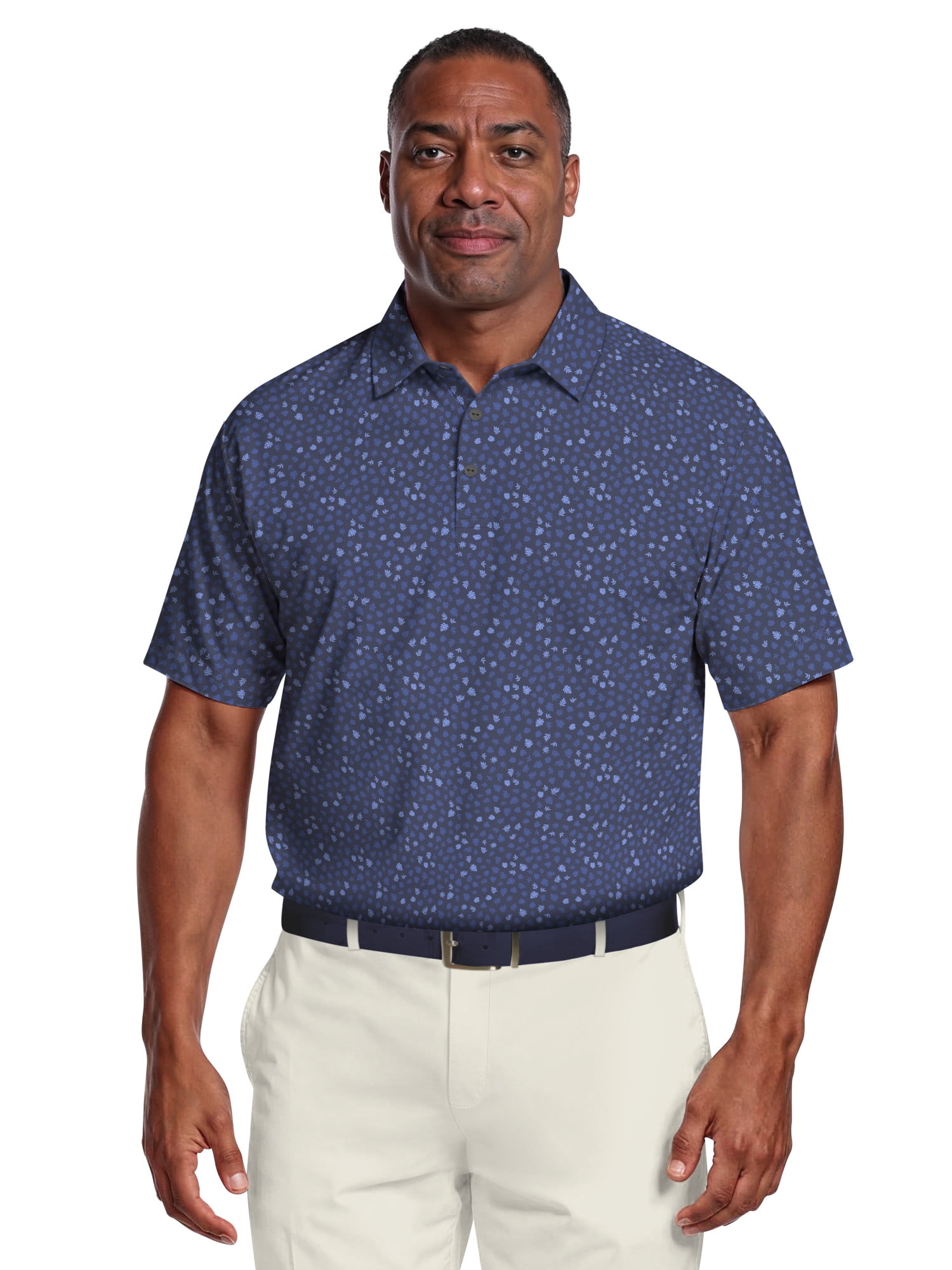 Ben Hogan Men's & Big Men's Performance Micro Fall Leaf Short Sleeve Golf Polo Shirt, Sizes S-5XL