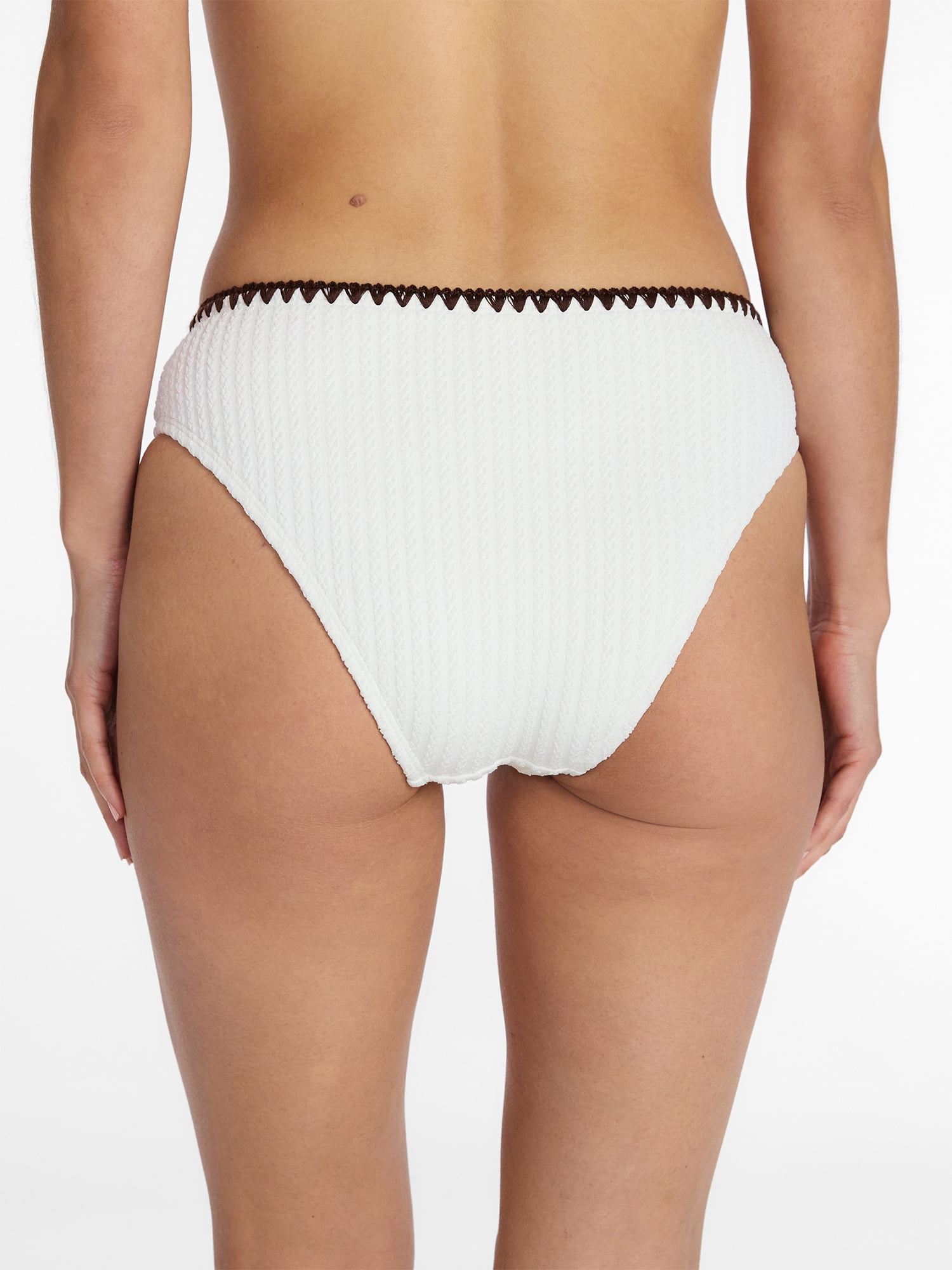 Time and Tru Women's Mid Rise Bikini Bottoms with Contrast Trim, Sizes XS-3X