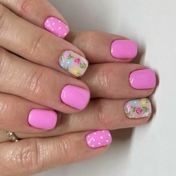 Zeiwohndc 24pcs French Floral Press On Nail Autumn Winter False Nail Set Easy to Wear