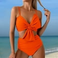 thumbnail image 2 of Women's 2 Piece Swimsuits High Waisted Bikini Sets for Women Fashion Quick Dry Swim Suit Bow Twist Bathing Suits (Orange L), 2 of 4