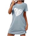 thumbnail image 5 of Sakmal Cute Women Moomoo Nightgowns Blue Lightweight Loose Sleepshirt Heart Print Crew Neck Short Short Sleeve Nightgowns S-2XL, 5 of 5