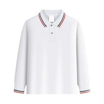 Boys Uniform Long Sleeve Pique Polo, 6-10 Years White 150