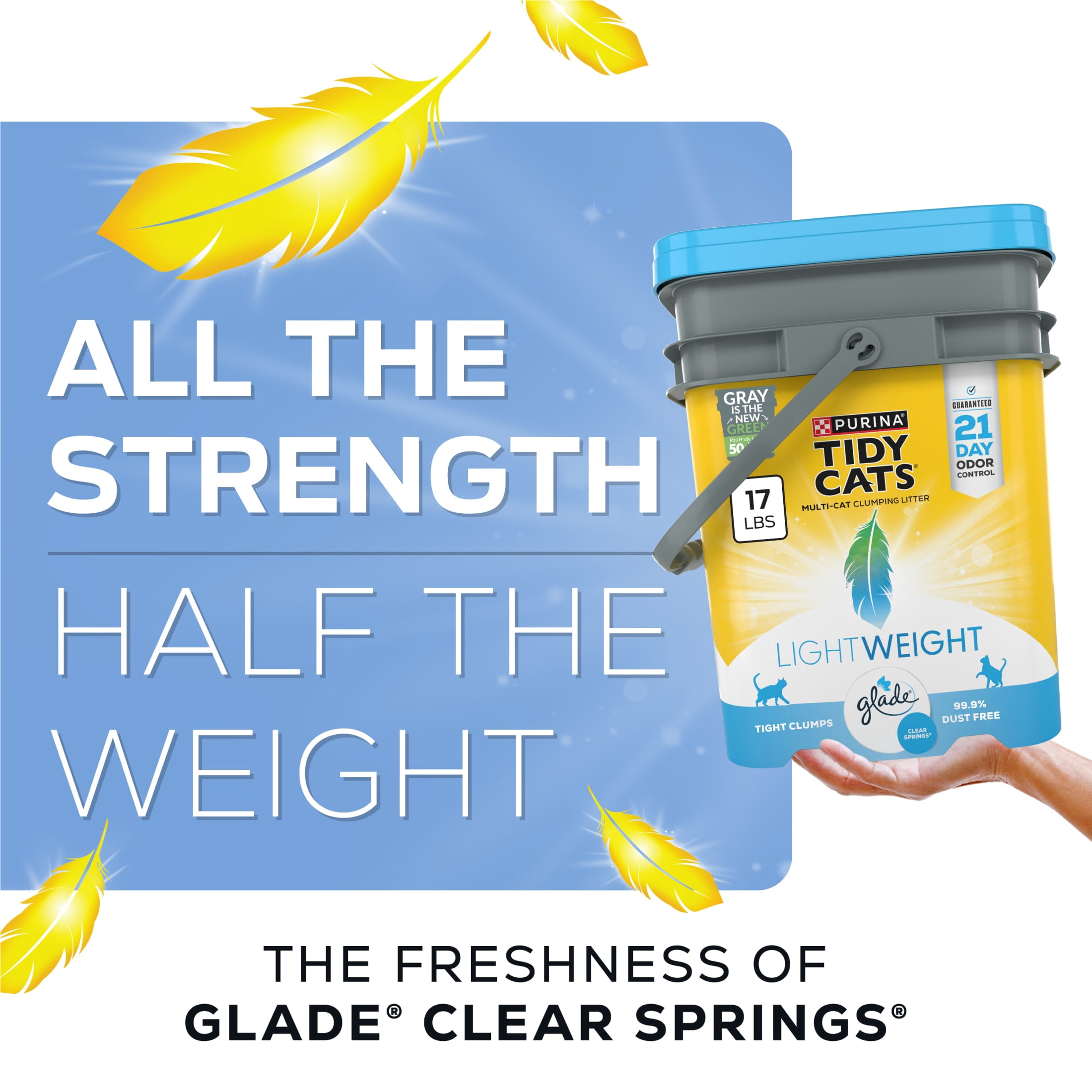 Purina Tidy Cats LightWeight Clumping Cat Litter, Glade Clear Springs Scent, 17 lb Pail