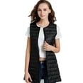 thumbnail image 3 of Chaqueta de plumón ligera de longitud media para mujer, con cuello redondo, ligera, para uso diario en invierno, talla grande, 3 of 5