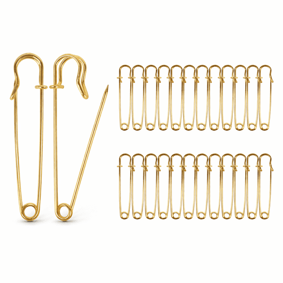 HUIANER 50 Pcs Safety Pins, 3 Inch Large Craft Safety Pins for Clothes Leather Canvas Blankets, Extra Large Safety Pin Heavy Duty Safety Pins (Gold)