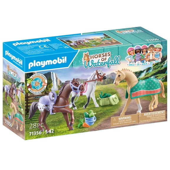 Playmobil #71356 Horses of Waterfall Construction Set Toys, 28 Piece