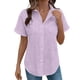 thumbnail image 3 of TaTaai Women's Casual V-Neck Top Short Sleeve Button Front Solid Color Blouse Soft Lightweight Comfy Spring Summer Daily Beach Wear Gift, 3 of 7