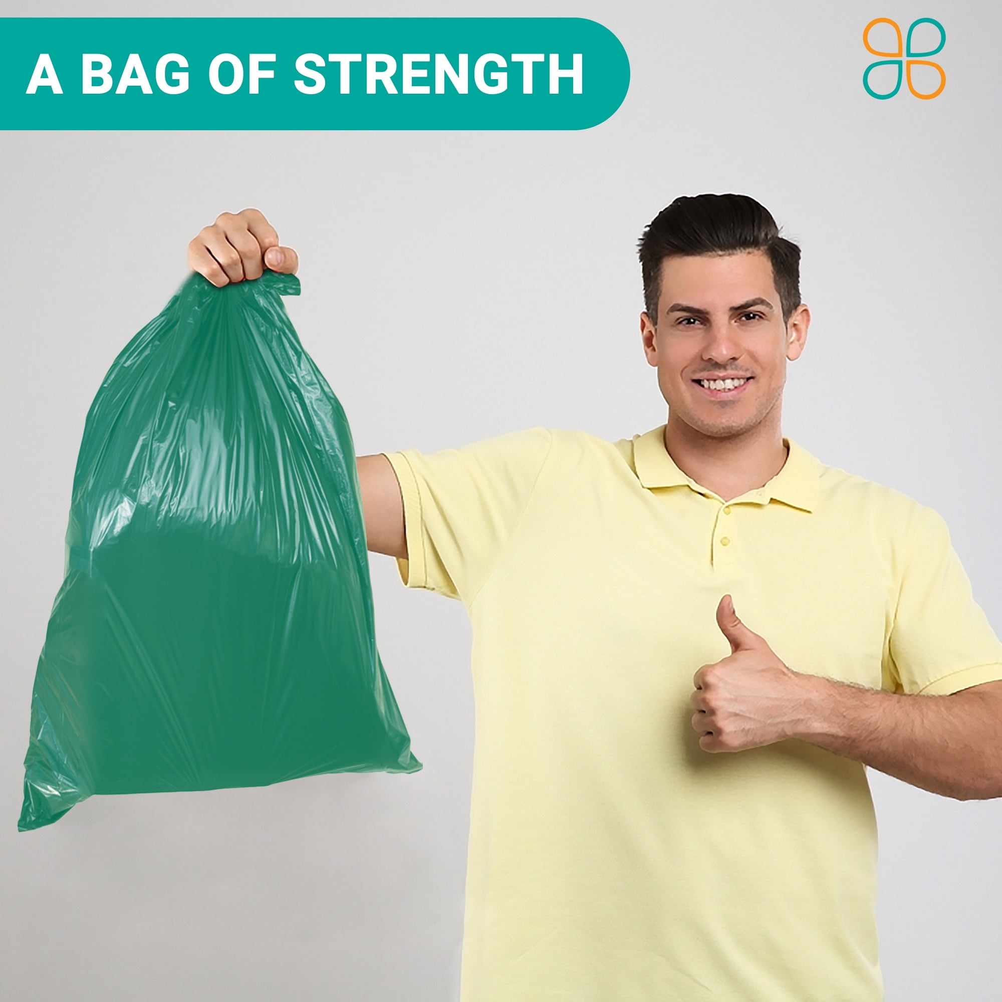 PlasticMill 12-16 Gallon, Green, 1 MIL, 24x31, 250/Case, Garbage Bags/ Trash Can Liners.