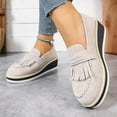 thumbnail image 2 of Avrnliq Womens Platform Tassel Loafers Chunky Slip On Comfortable Casual Shoes for Women Heather Gray Everyday Office Wear,Size 39, 2 of 9