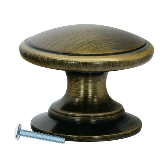 Classic Mushroom Top Rustic Brass Cabinet Hardware Knob, 1-1/4 Inch Diameter