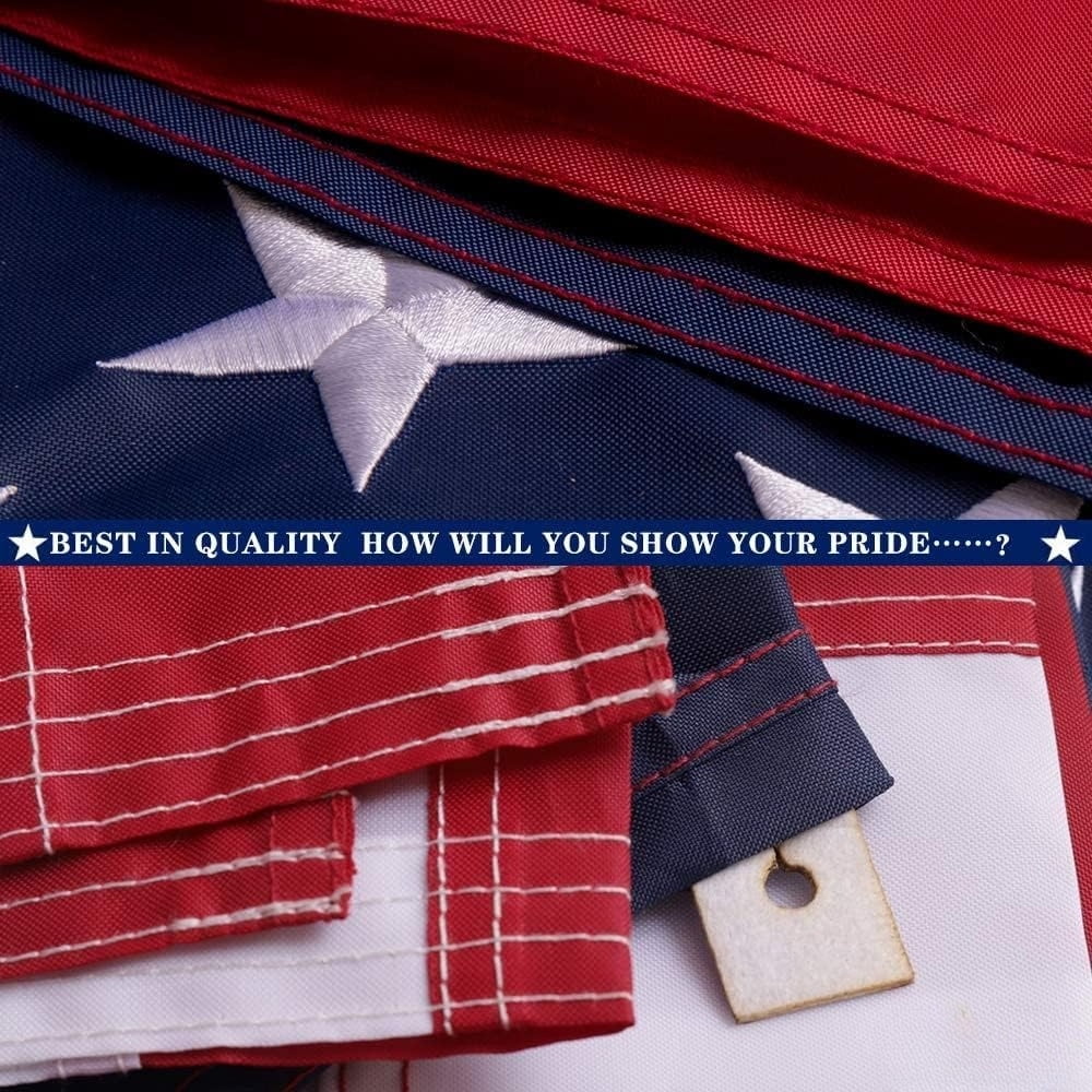 Lanola American Flag For Outside 3x5 Ft Pole Sleeve Banner Style-Embroidered Stars,Sewn Stripes,Water Resistant,Heavy Duty Durable New Nylon USA US Outdoor Indoor Flags (Pole NOT Included)
