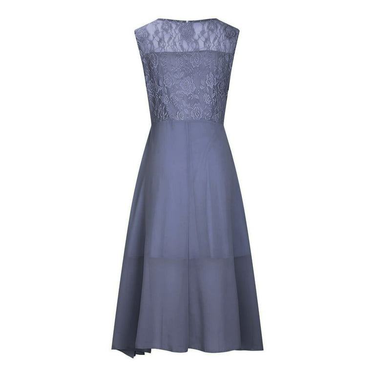 Dorkasm Cocktail Dresses for Women 2024 Mother of The Bride Dresses Tea Length Sleeveless Formal Chiffon Dresses Blue 2XL Walmart