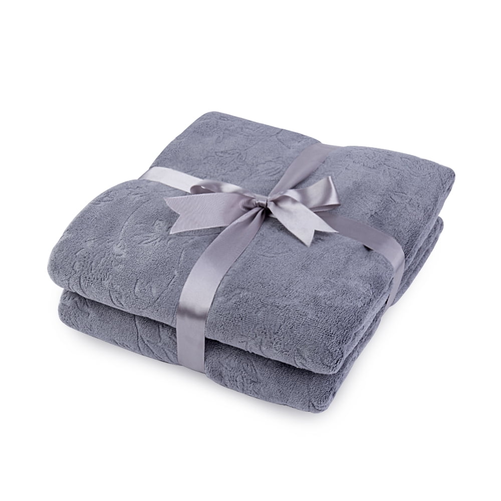 JML 2 Pack Bath Towels 30 x 60 inches,Solid, Soft,Absortbent and Fast Drying Towels, Grey Floral