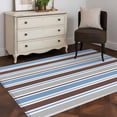 thumbnail image 3 of Area Rug for Living Room, Blue Brown Striped Non-Slip Indoor Large Carpet for Bedroom/Dining Room, Farmhouse Stripes Modern Abstract Art Washable Low-Profile Floor Mat Runner Rugs - 2.7 x 5 Ft, 3 of 8