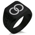 thumbnail image 1 of Stainless Steel Hatakeyama Samurai Crest Geometric Pattern Biker Style Polished Ring, 1 of 1