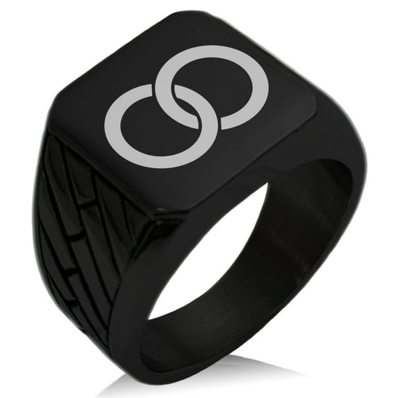Stainless Steel Hatakeyama Samurai Crest Geometric Pattern Biker Style Polished Ring