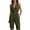 Green, variant on Women's Romper Shorts Sleeveless Collared V Neck Tie Front Knee Length Summer Bottoms Solid Color Lightweight Breathable Elegant Jumpsuits with Pockets