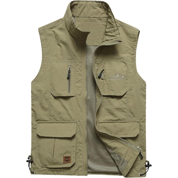 Flygo Men's Lightweight Outdoor Travel Work Fishing Vest With Multi-Pockets