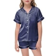 thumbnail image 2 of Kogui Summer Pajamas for Kids Big Girls Summer Short Sleeve Pajama Sets Cute Cat Patterns Sleepwear Nighty Size 12-13 (Navy,12-13 Years), 2 of 4