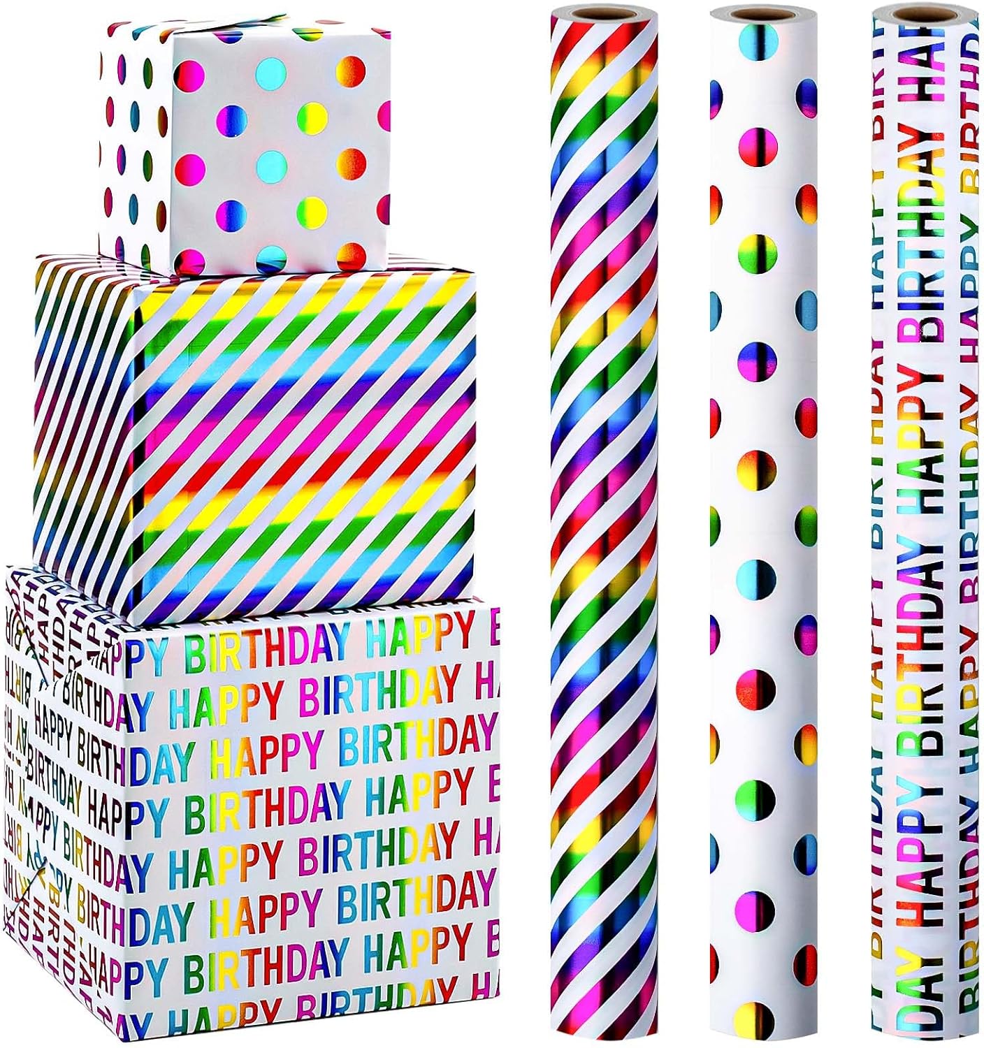 RICHTOP Birthday Wrapping Paper - 3 Rolls 17in x 120in photo 5