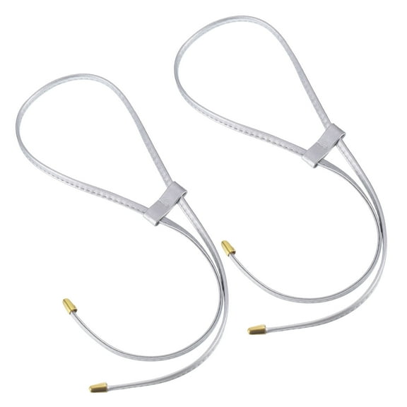Uxcell 2Pack 85.5cm/33.7" PU Leather Drawstring Pull String Purse Strap for Bucket Bag, Silver