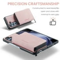 thumbnail image 4 of Dteck Detachable Zipper Wallet Case for Samsung Galaxy Z Fold 5,Magnetic Leather Card Pocket Bag Removable 2 in 1 Case Shockproof Rubber Kickstand Back Cover,Pink, 4 of 8