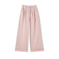thumbnail image 4 of MIXUE Jeans For Women Solid Color Lazy Casual Rolled Wide Leg Pants Spring Loose Straight Pants 2025 Trousers Outwear,Pink,S, 4 of 4