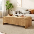 thumbnail image 3 of 47.2 in Mid-Century Modern Coffee Table, Fluted Accent with Large Storage Drawer,Natural, 3 of 7