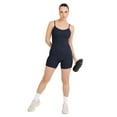 thumbnail image 3 of YITTY Active Women's Seamless Spaghetti Strap Short Jumpsuit – 5" Inseam One-Piece Ribbed Romper, Built-In Bra, Tummy Control,Deep Navy, XS, 3 of 6