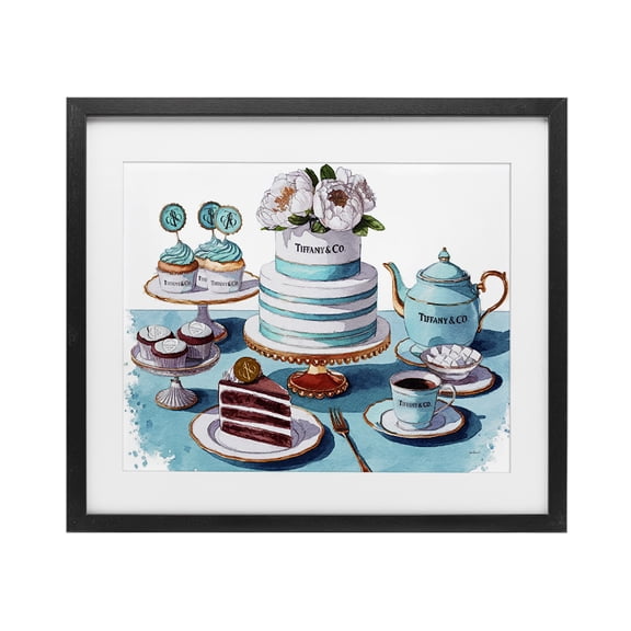 Stupell Industries Luxurious Glam Dessert Spread Black Framed Print Under Glass design by Amanda Greenwood, 13 x 16