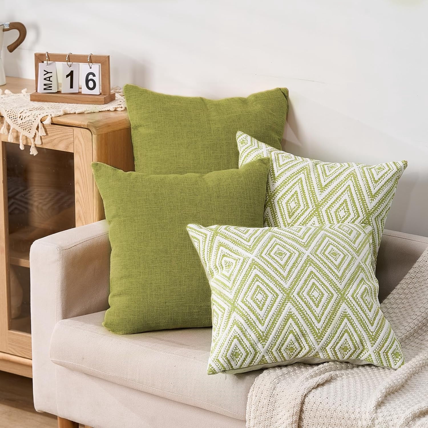 Wehilion Decorative Throw Pillow Covers Set of 2/4 Couch Pillows Linen Cushion Cover for Couch Sofa Living Room, 18"x18" inch