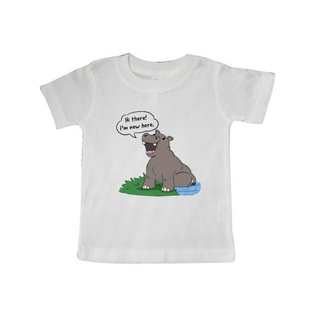 

Inktastic Hi There I m New Here Hippo Gift Baby Boy or Baby Girl T-Shirt