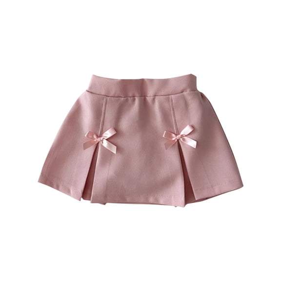 WRKEKC Girls Pleated Skirt Elastic Waist with Liner Solid Color Soft Breathable Comfortable Cotton Fabric Lightweight Daily 3 Months - 3 Years