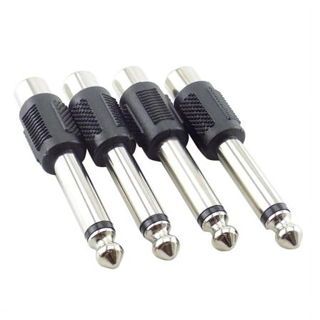 6.35mm 1/4 Inch Stereo Male Plug to RCA Female Jack Audio Adapter Plated Connectors 4 Pack Corrosion Resistant Metal