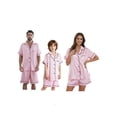 thumbnail image 4 of RUINIXCW Summer Family Matching Pajamas Sets Matching Pjs For Couples Silk Stain Family Pajamas for Women Men Button Down Short Sleeve Shirt and Lounge Shorts Sets 2 Pcs Loungewear Sleepwear, 4 of 9