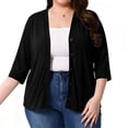 thumbnail image 6 of cocolona Womens Plus Size Lightweight Cardigans Button Down 3/4 Sleeve Solid Color Open Front Cover Up Casual Loose Outerwear, 6 of 6