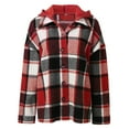 thumbnail image 6 of outfmvch long sleeve shirts for women button down plaid shirts flannel hooded shacket jacket hoodie coats womens tops womens sweaters red, 6 of 7