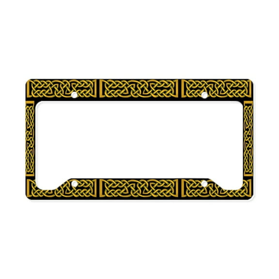 CafePress - Celtic Knot Yellow License Plate Holder - Aluminum License Plate Frame, License Tag Holder