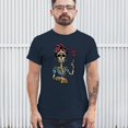 thumbnail image 3 of Tee Hunt Frida Kahlo Sugar Skull T-Shirt Calavera Day of The Dead Men's Tee, Navy Blue, Large, 3 of 5