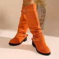 thumbnail image 5 of Orange Ladies Stacking Design Boots With Suede And Belt Buckle For Elevation Ideal For Cold Weather, 5 of 6