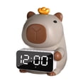 thumbnail image 3 of Figura de carpincho con tapa para caja de pañuelos, reloj despertador LED, altavoz Bluetooth, reloj de escritorio Marrón, 3 of 8