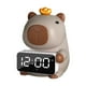 thumbnail image 3 of Reloj despertador electrónico LED con figura de carpincho para mesita de noche de dormitorio. Marrón, 3 of 8