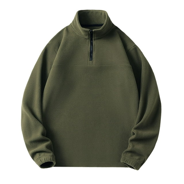Chbgutlmr Mens Sweatshirts Fleece Zipper Long Sleeve Drop Shoulder Fall Winter Comfy Warm Pullover Tops