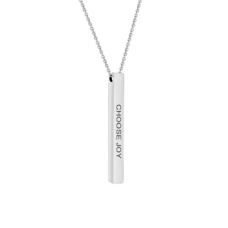 Anniversary Day Gift for Her Motivational 4-Sides Bar Necklace Stainless Stee Birthday Gift for Wife Inspirational Jewelry Gift for Her 18"Cable Chain with Gift Box [Silver - Choose Joy]