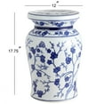 thumbnail image 3 of JONATHAN Y Cherry Blossom 17.7" Ceramic Garden Stool, White/Blue, 3 of 6