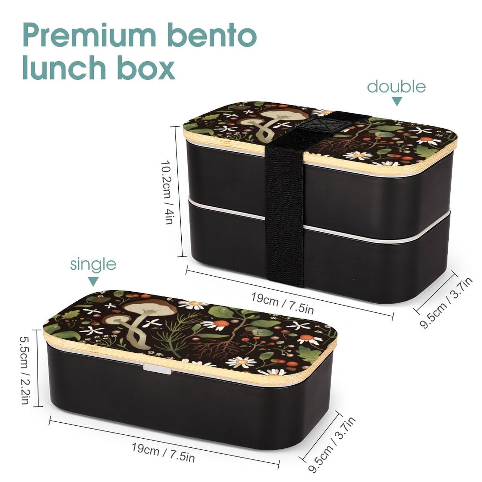 Vodetik Store Kids Bento Lunch Box Mushroom Leak-Proof Reusable Bento Box  Container Double Layers 