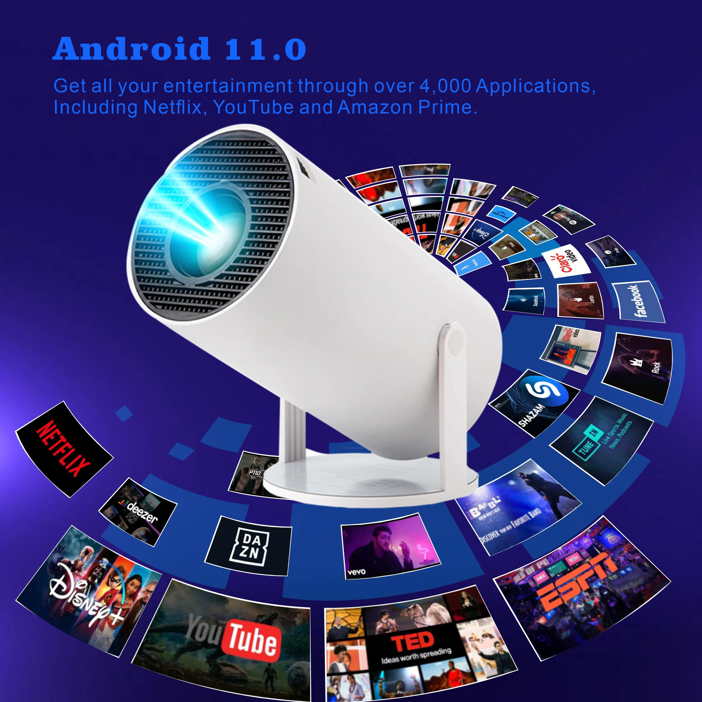 HY300 Android 11搭載　　　新品未使用❣️ 即決で大幅値引き送料無料 Projector hy300 4K Mini beam Portable Home Cinema projector